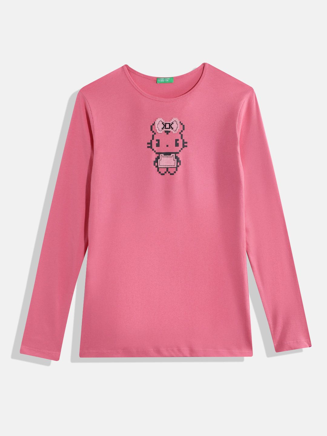 United Colors of Benetton Girls Printed Pure Cotton Longline T-shirt