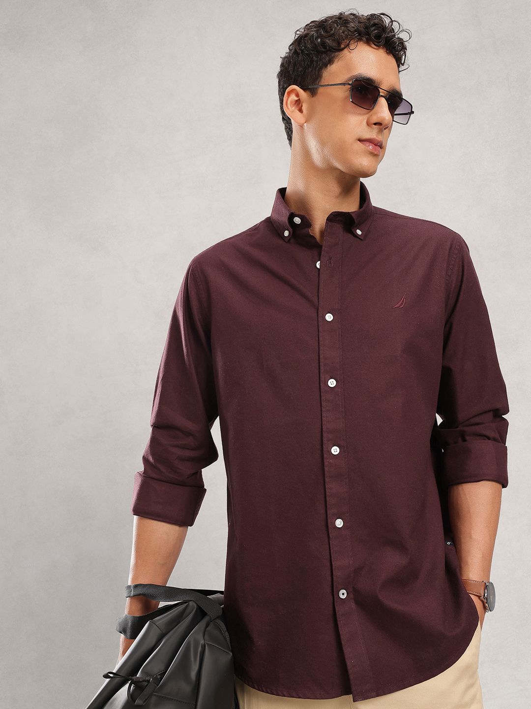 Nautica Men Premium Slim Fit Pure Cotton Casual Shirt