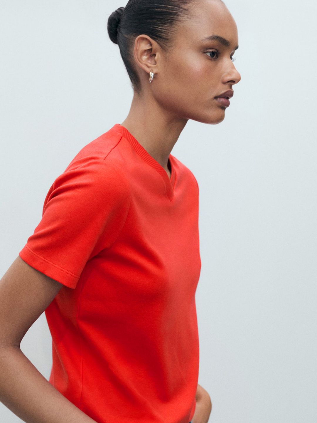 V-Neck Pure Cotton T-shirt