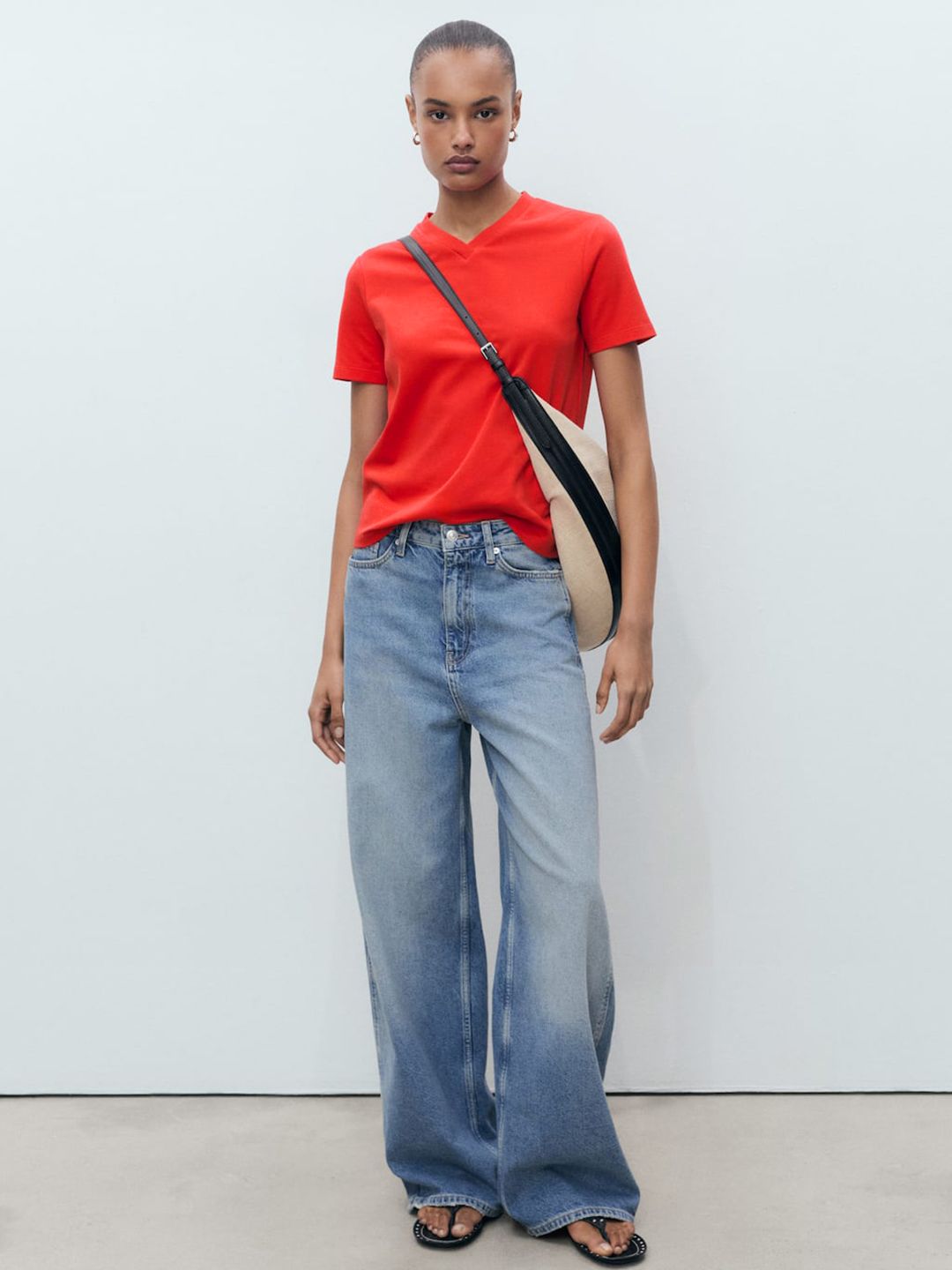 V-Neck Pure Cotton T-shirt