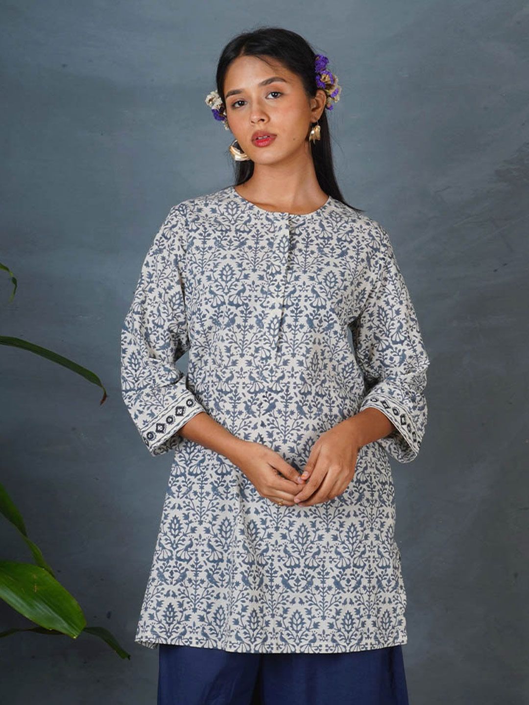 Chidiyaa Women Ethnic Motifs Printed Block Print Daily Cotton Straight Kurta