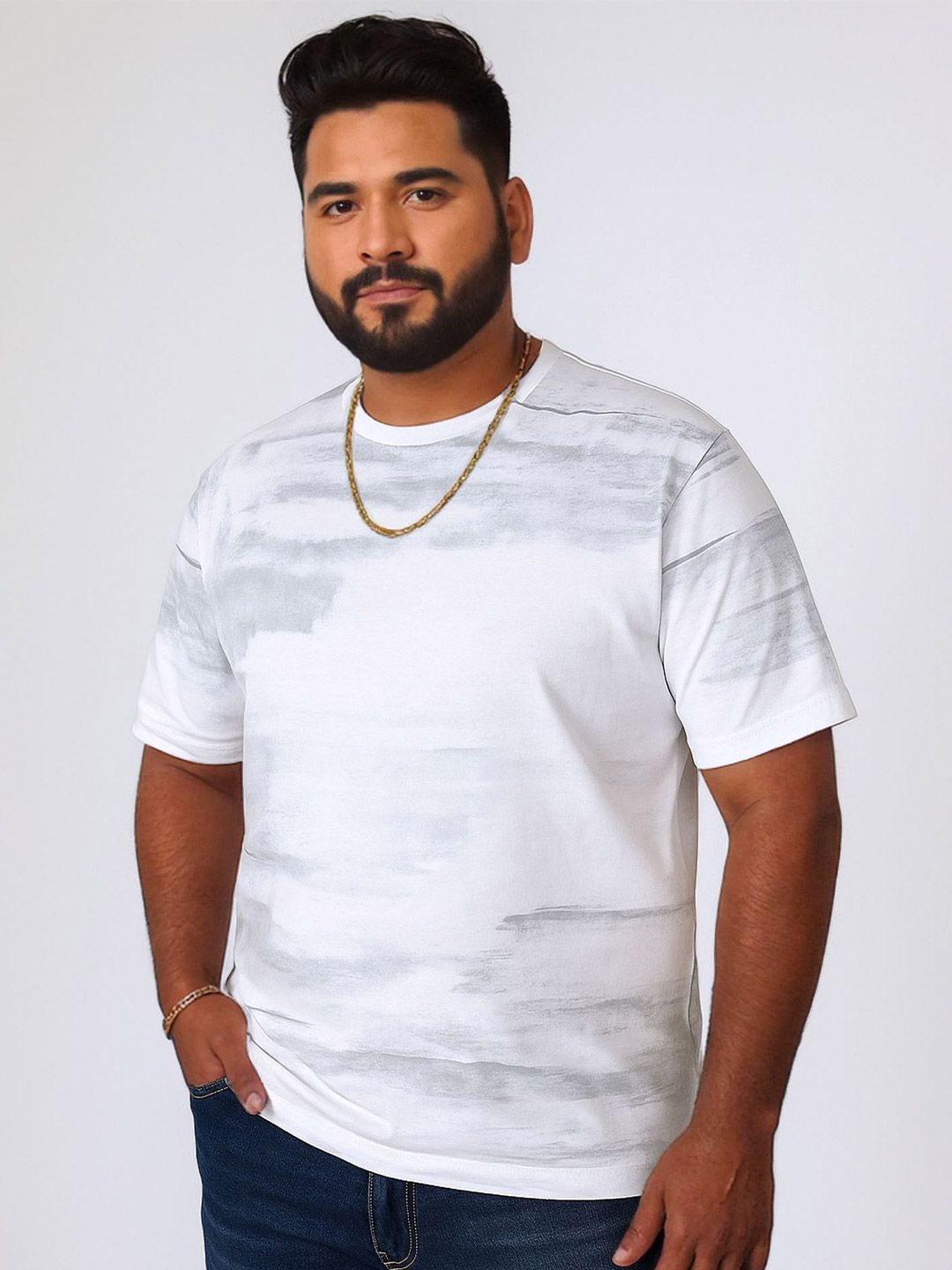 Maniac Men Spray Printed Cotton Oversized T-shirt