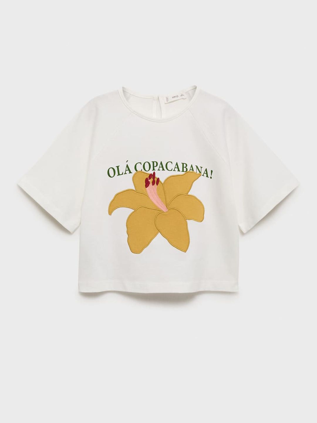 Mango Kids Mango Kids Girls Floral Applique Pure Cotton Top
