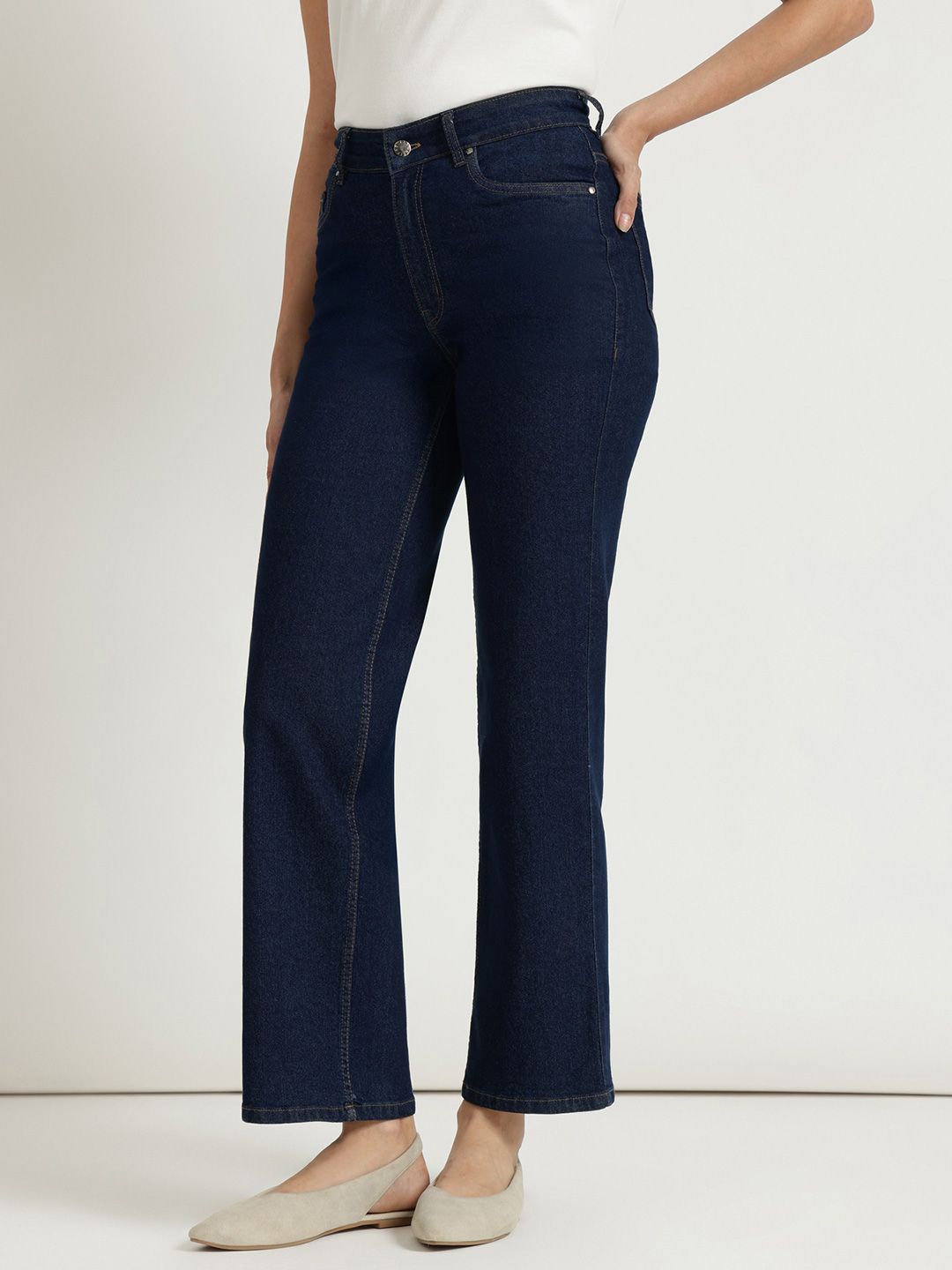 Comfort Fit Wide Leg Jeans FABLE STREET Women Dark Blue Comfort Fit Wide Leg Jeans