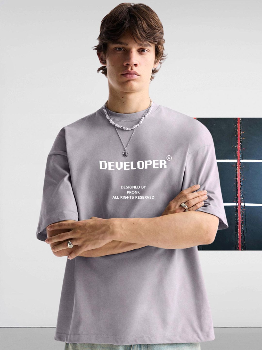 PRONK Men Grey Tshirts