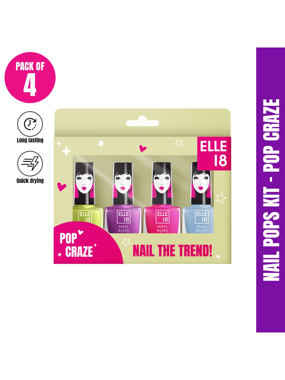 ELLE 18 ELLE 18 Long Lasting & Quick Drying Nail Pop Kit - Pop Craze