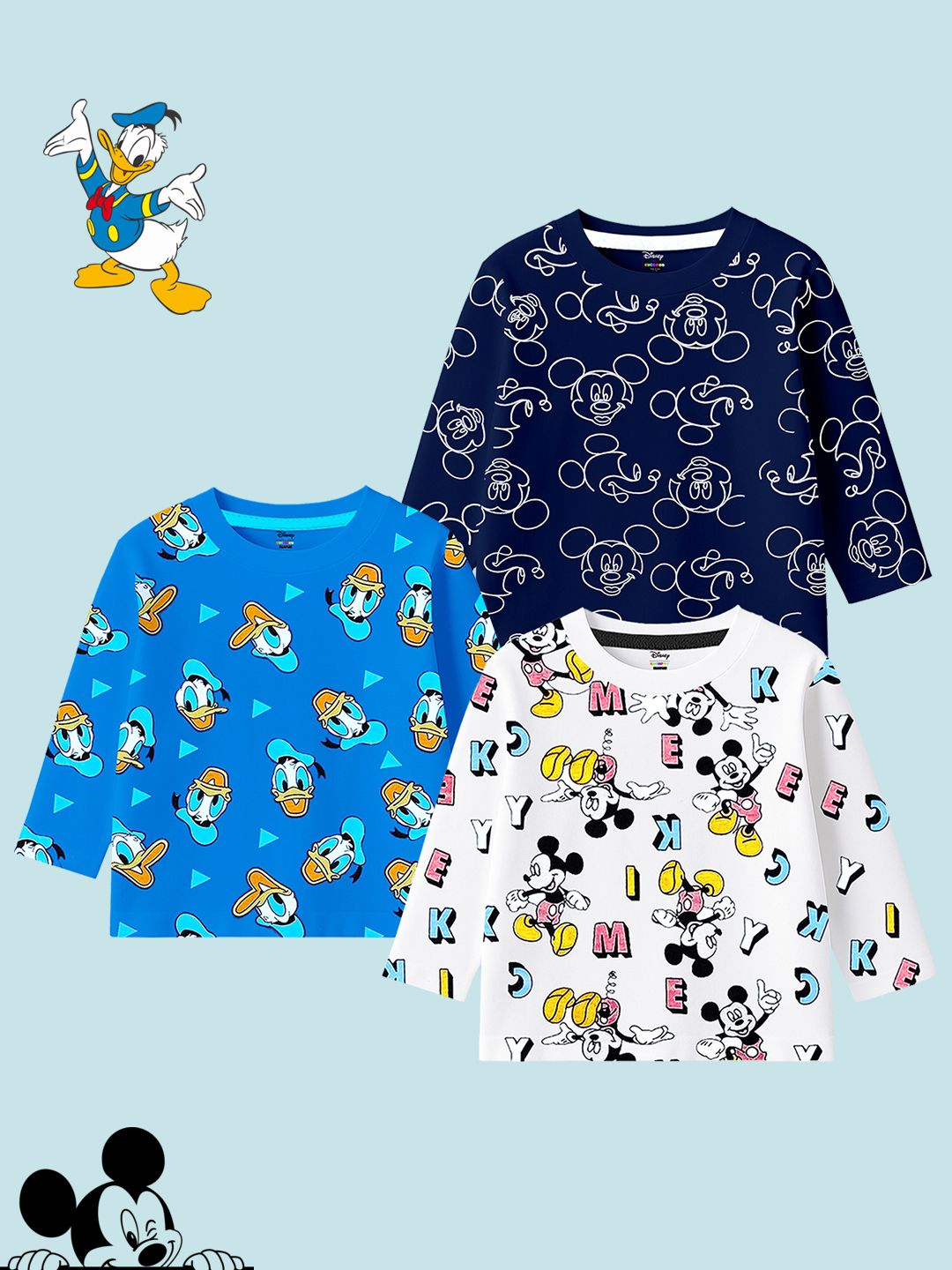 KUCHIPOO Boys Pack Of 3 Graphic Printed Pure Cotton T-shirts