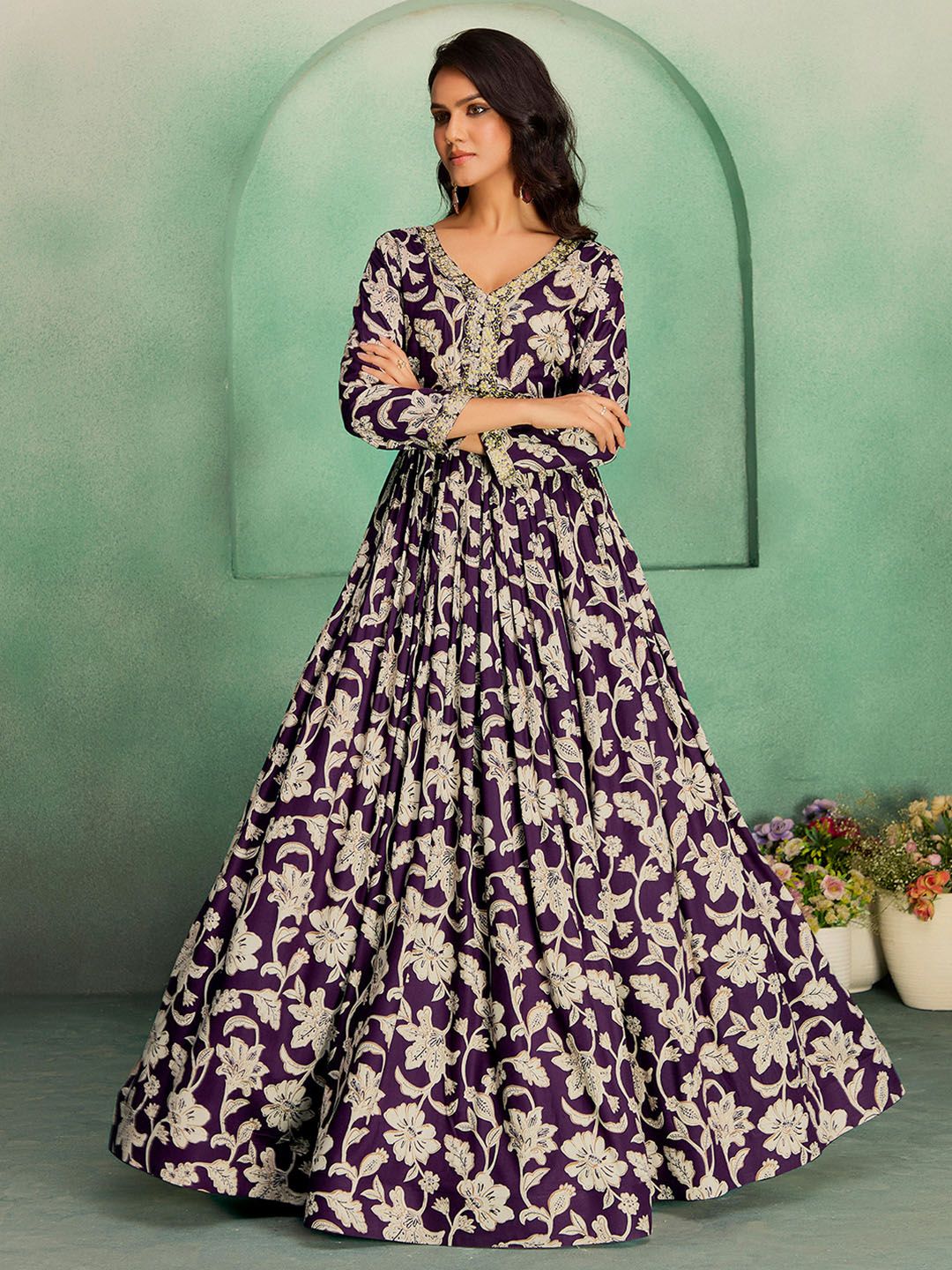 MADHURAM MADHURAM Ethnic Motifs Printed Dress with Hand Embroidered Detail