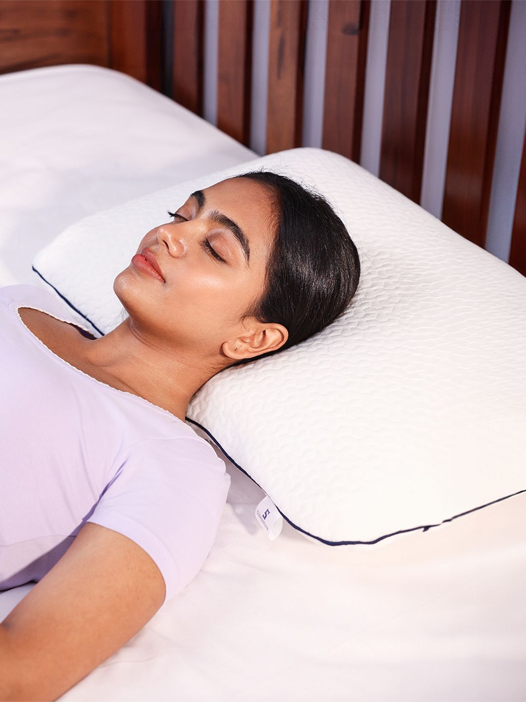Sleepstore White Quilted 2 Pcs Tencel Memory Foam Back Support Pillow 27 X 18 Inches