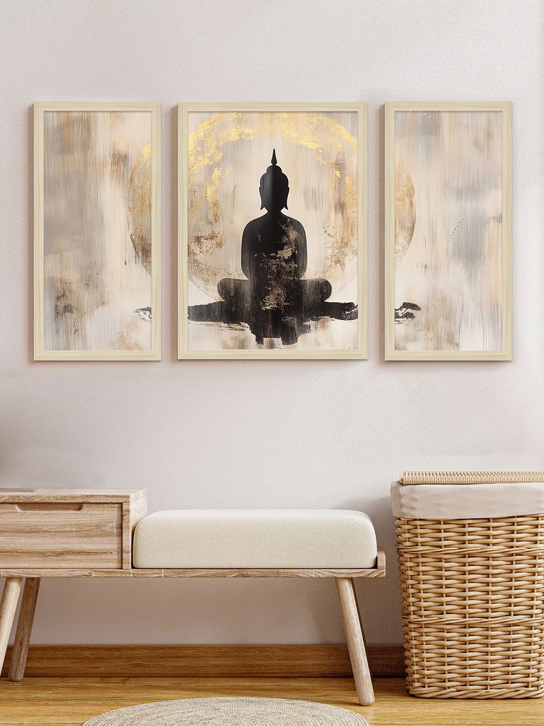 Art Street Art Street Set of 3 Buddha Abstract Framed Wall Art Painting