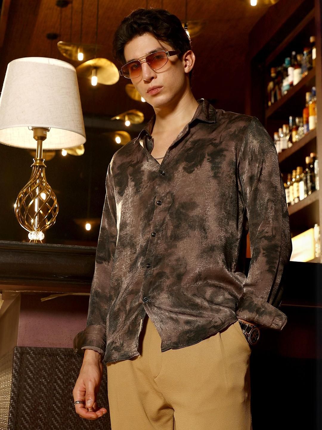 CAHOOT Abstract Printed Spread Collar Comfort Cotton Casual Shirt
