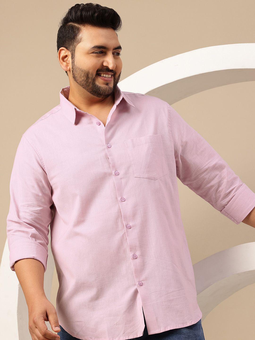 Sztori Plus Size Solid Comfort Pure Cotton Casual Shirt