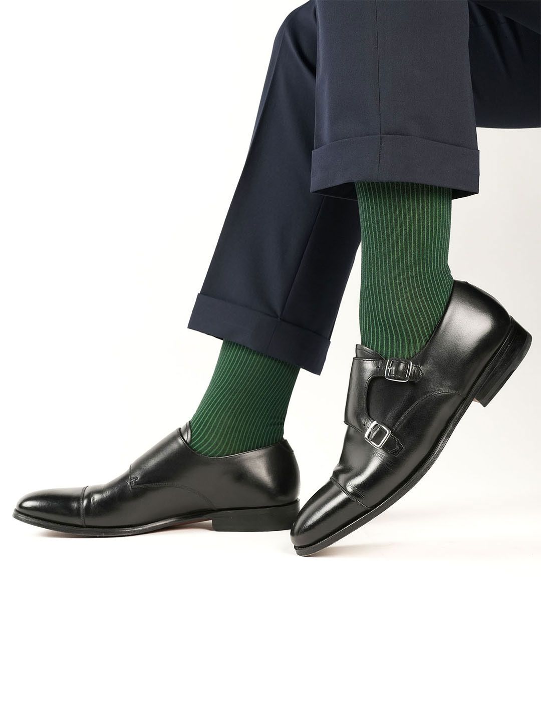 Theater Men Pinstripes Mercerized Cotton Calf Length Formal Socks
