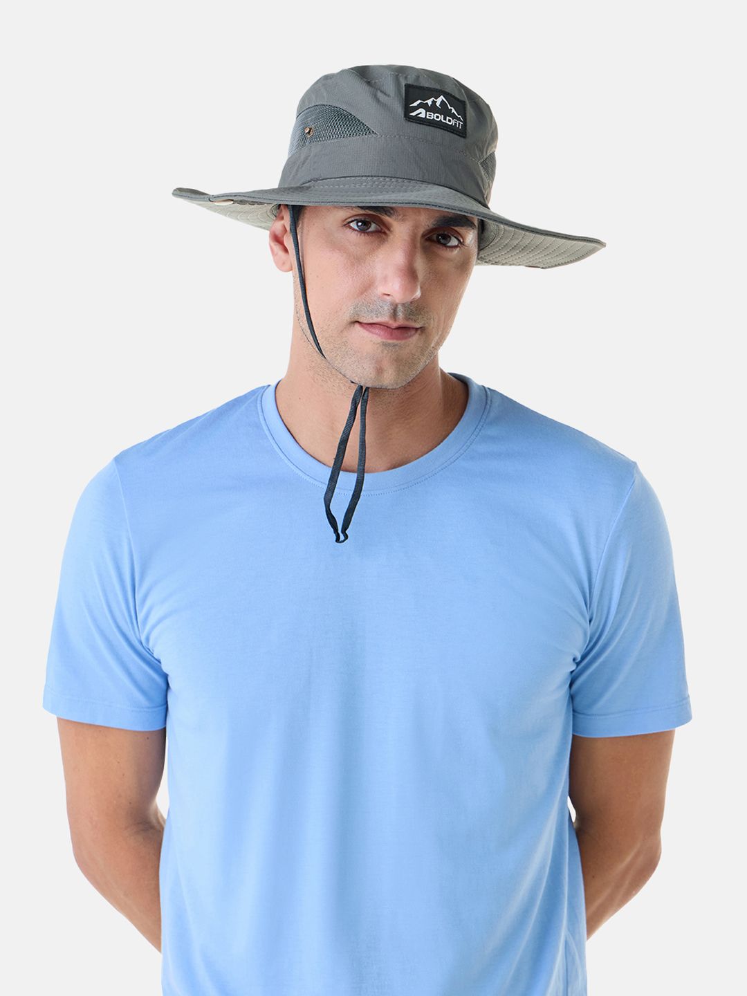 BOLDFIT Unisex Grey Solid Sun Hat