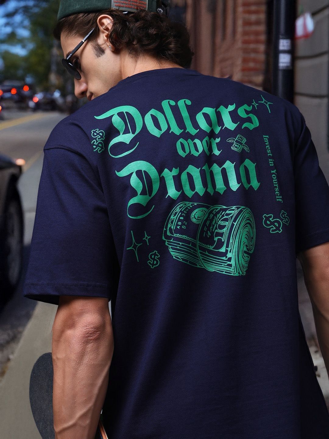 MADSTO Men Oversized Back Printed Tshirt