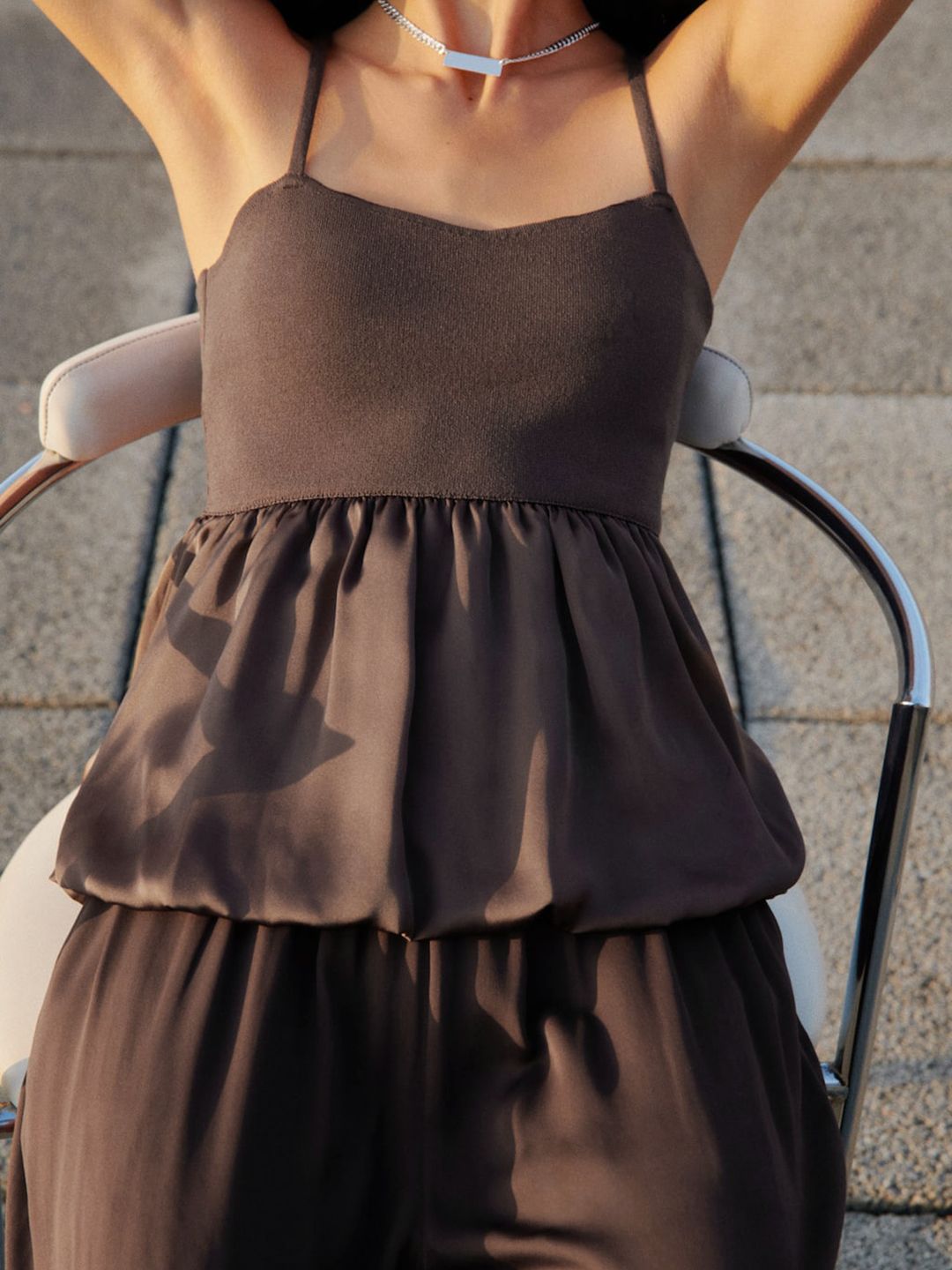 Satin Peplum Top