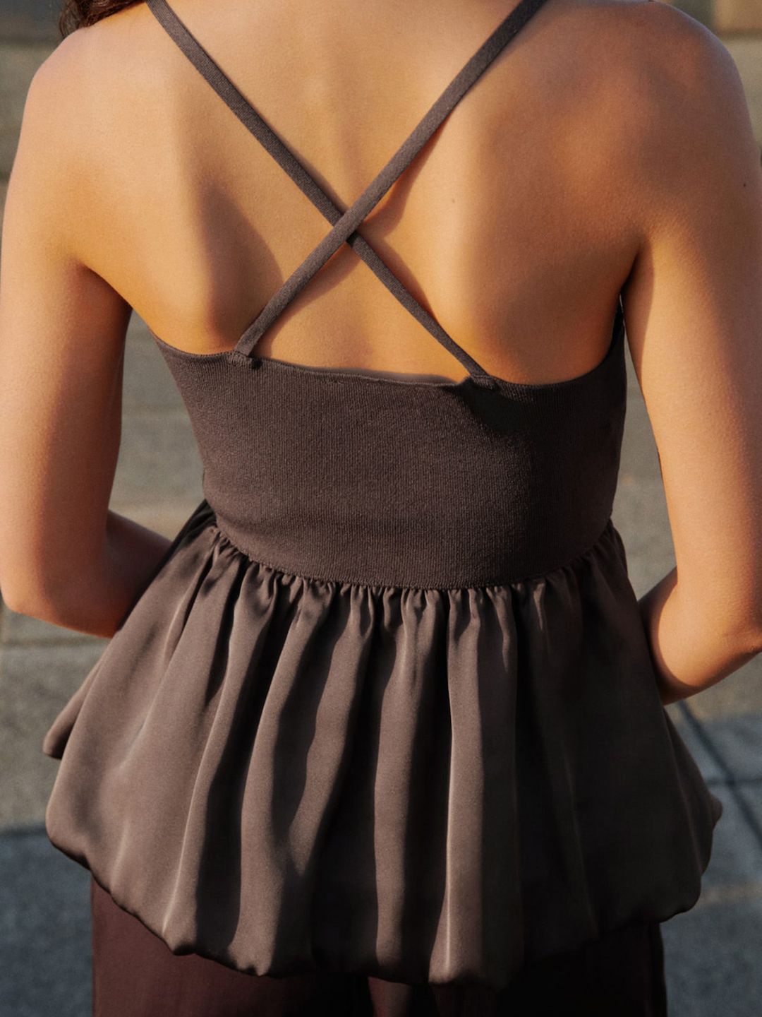 Satin Peplum Top