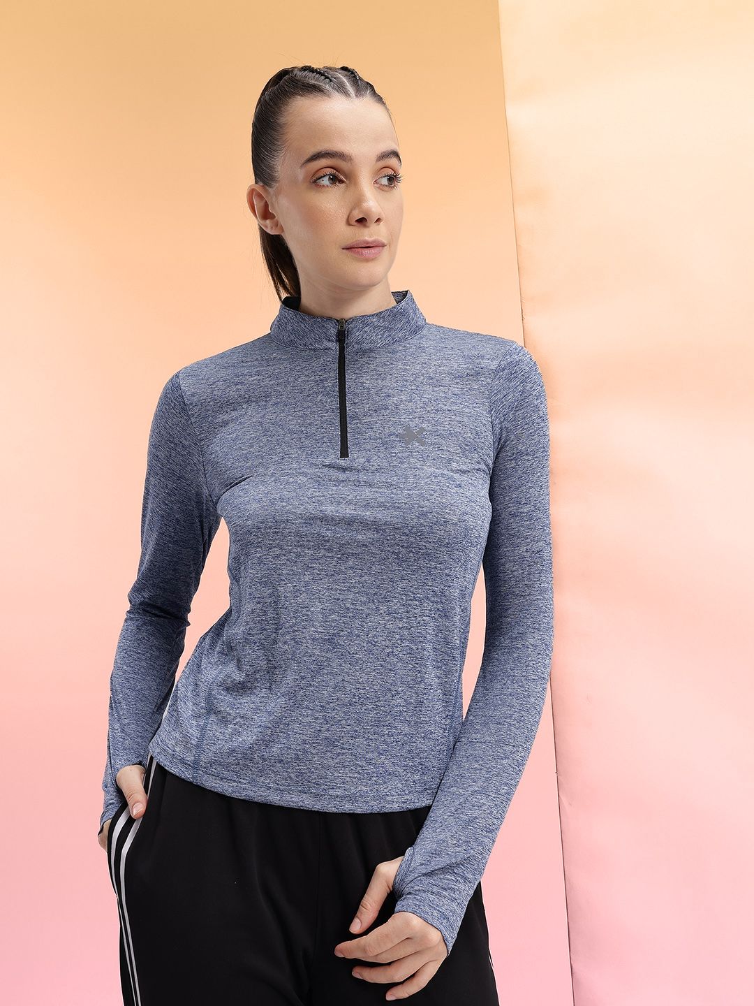 HRX by Hrithik Roshan HRX by Hrithik Roshan Women Printed High Neck Sports T-shirt