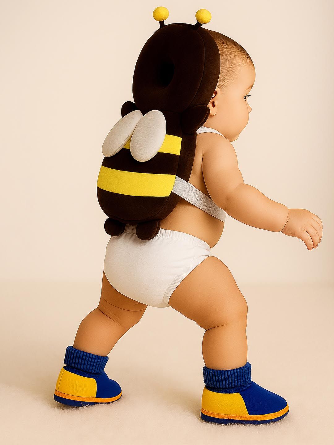 Smartots Infants Brown Honey Bee Crawling & Walking Head Protector with Booties