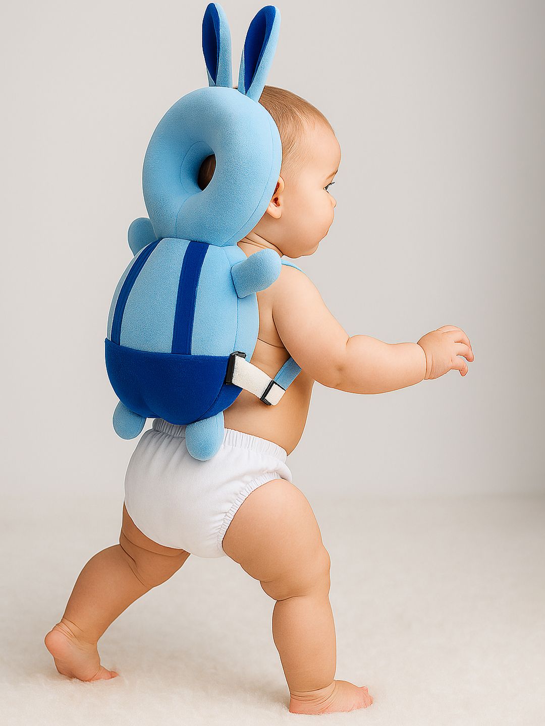 Smartots Blue Rabbit Crawling & Walking Soft Baby Head Protector with Booties