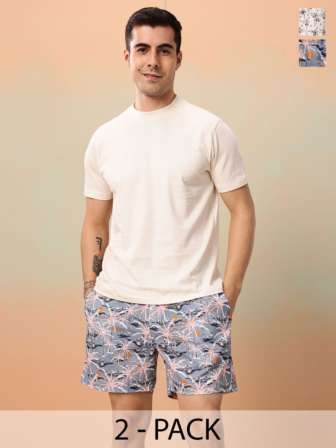 Mast & Harbour Men Pack of 2 Printed Pure Cotton Boxers MNH-KEN-MBOX- PRINT-02ABQ