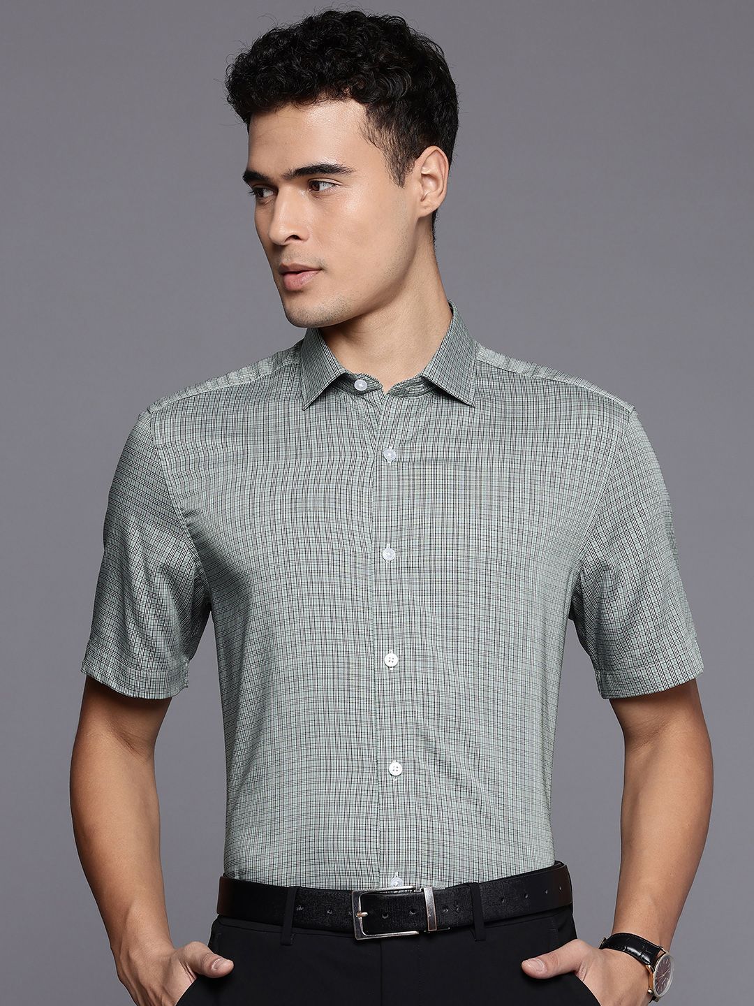 Louis Philippe Classic Fit Checked Formal Shirt