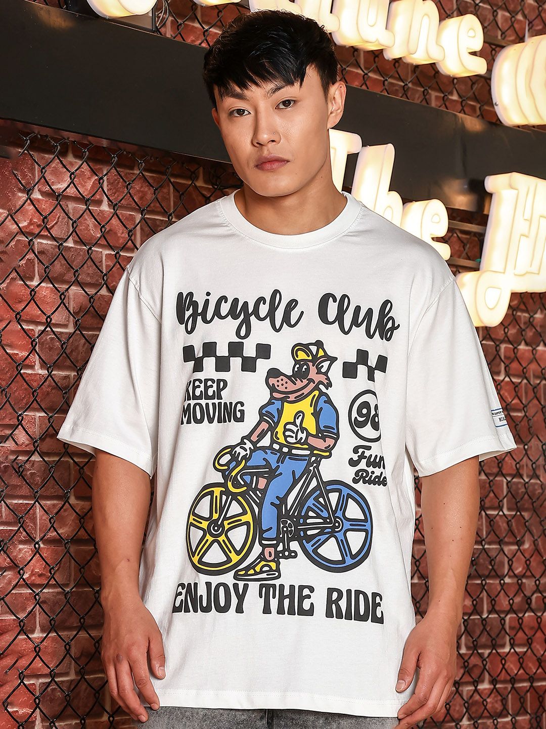 House of Koala Unisex Typography Drop-Shoulder Sleeves Pure Cotton Oversized T-shirt