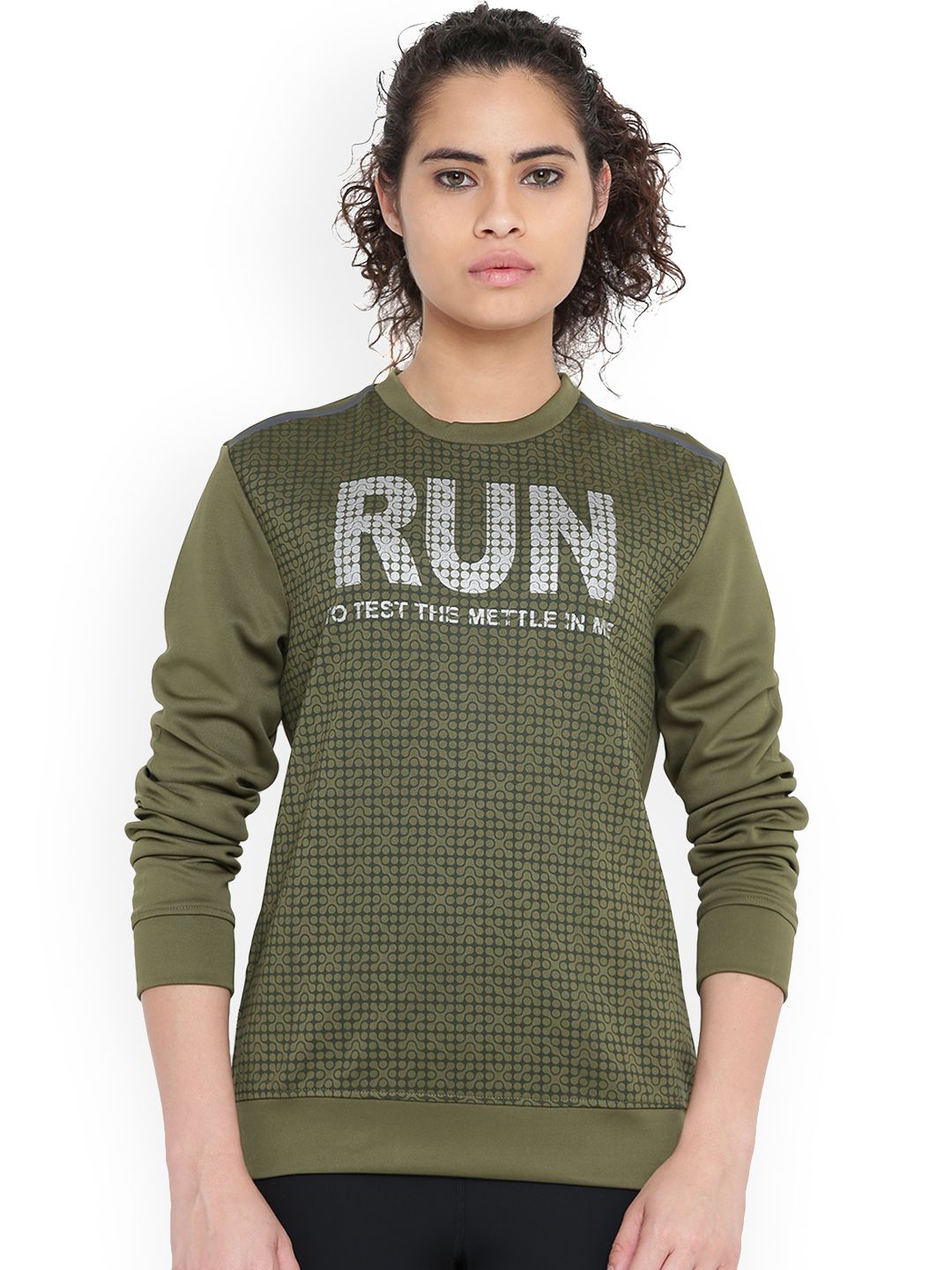 Alcis Women Olive Green Printed Sweatshirt Price in India