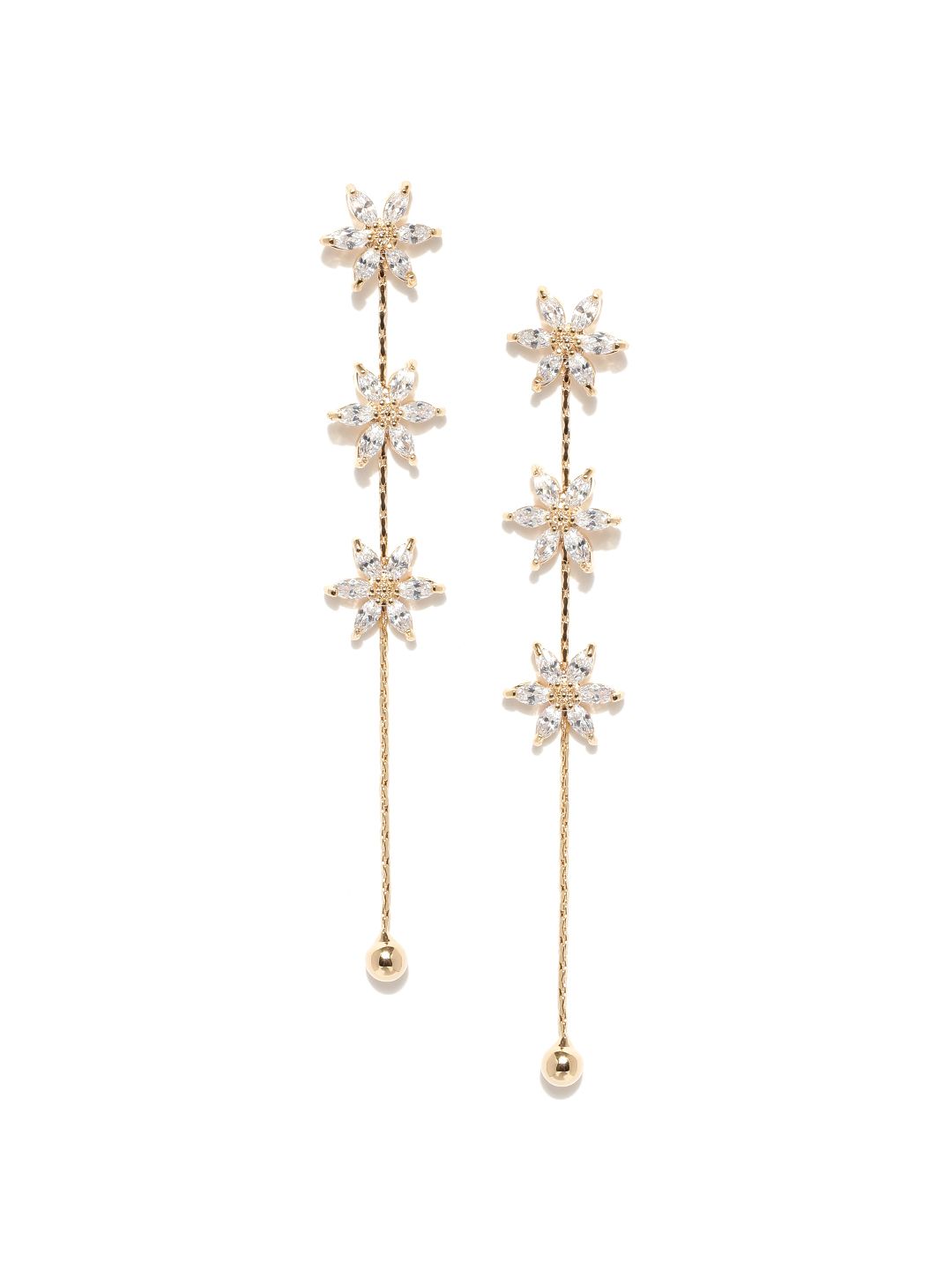Jewels Galaxy Gold-Plated Handcrafted Floral Drop Earrings Price in India