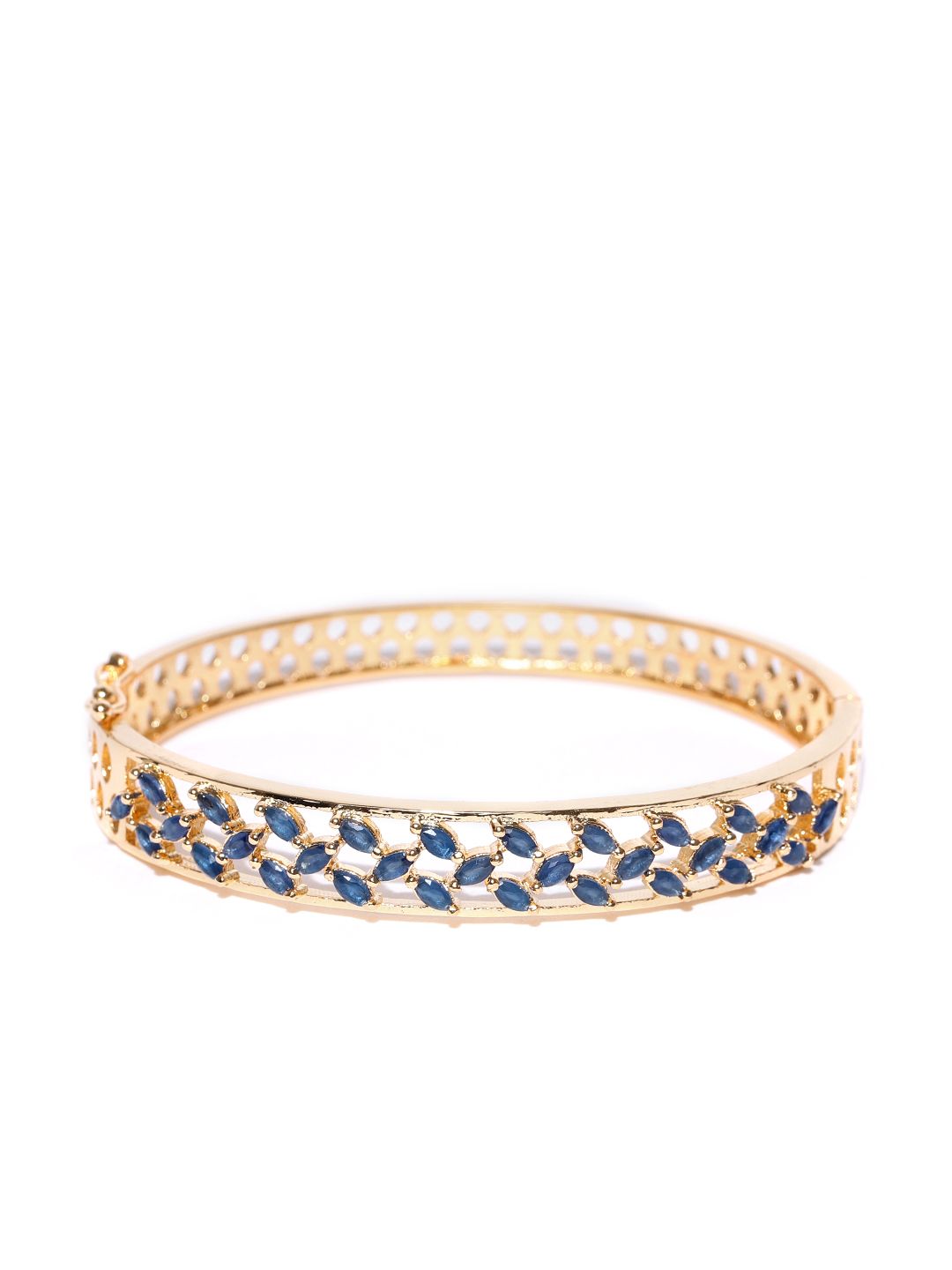 Jewels Galaxy Blue Gold-Plated Stone-Studded Bangle-Style Bracelet Price in India