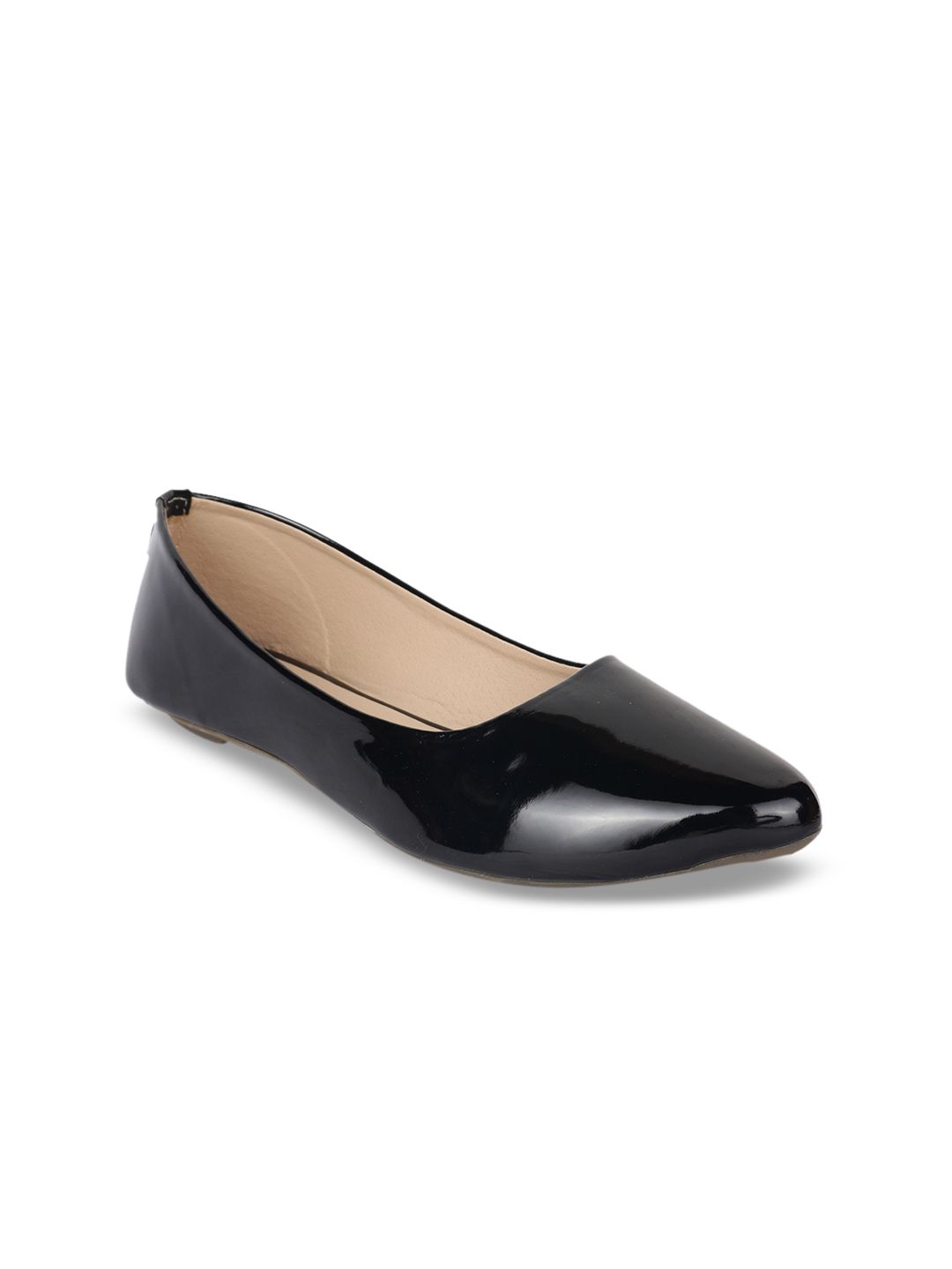 Shoetopia Women Black Solid Synthetic Ballerinas