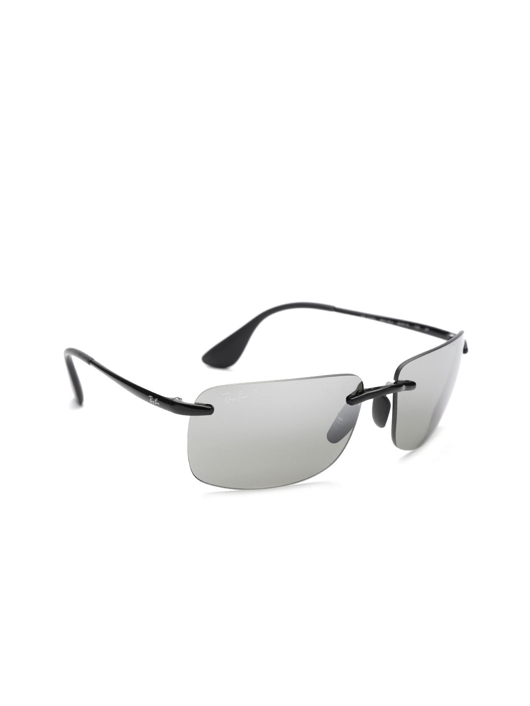 Ray-Ban Men Polarized Silver Lens Rectangle Sunglasses - 0RB4255601/5J60