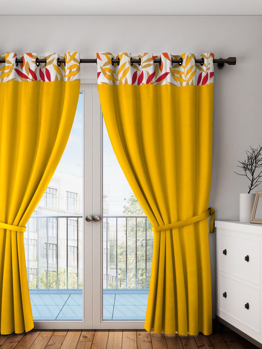 SWAYAM Mustard Black Out Door Curtains Price in India