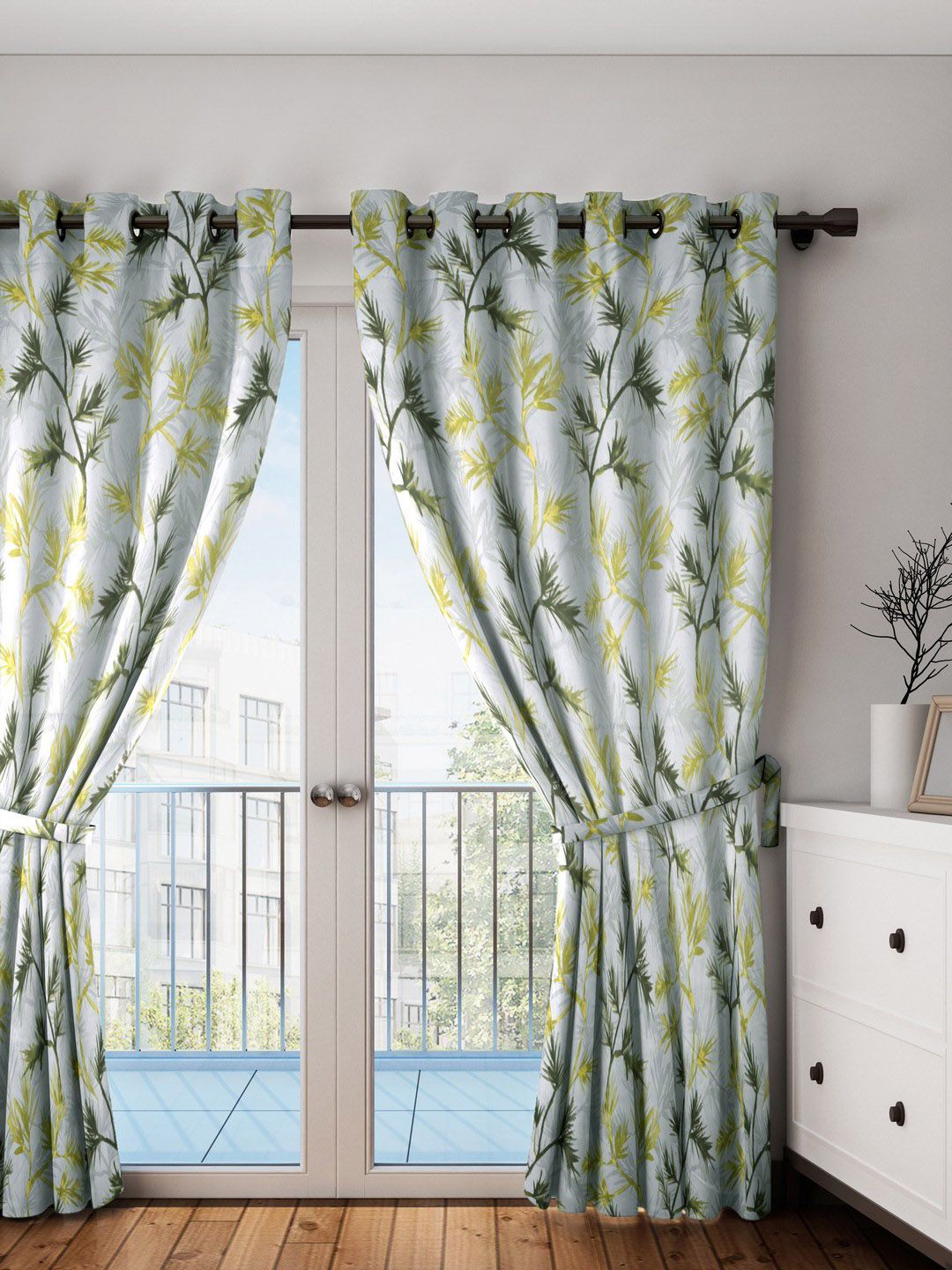 SWAYAM Sea Green & Yellow Single Door Curtain Price in India