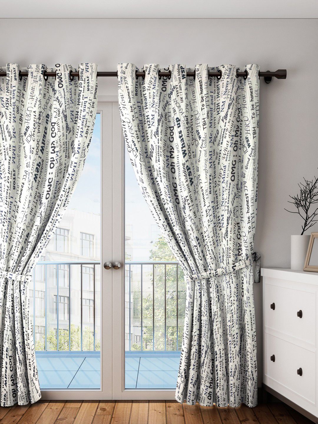 SWAYAM Cream-Coloured Printed Black Out Door Curtains Price in India