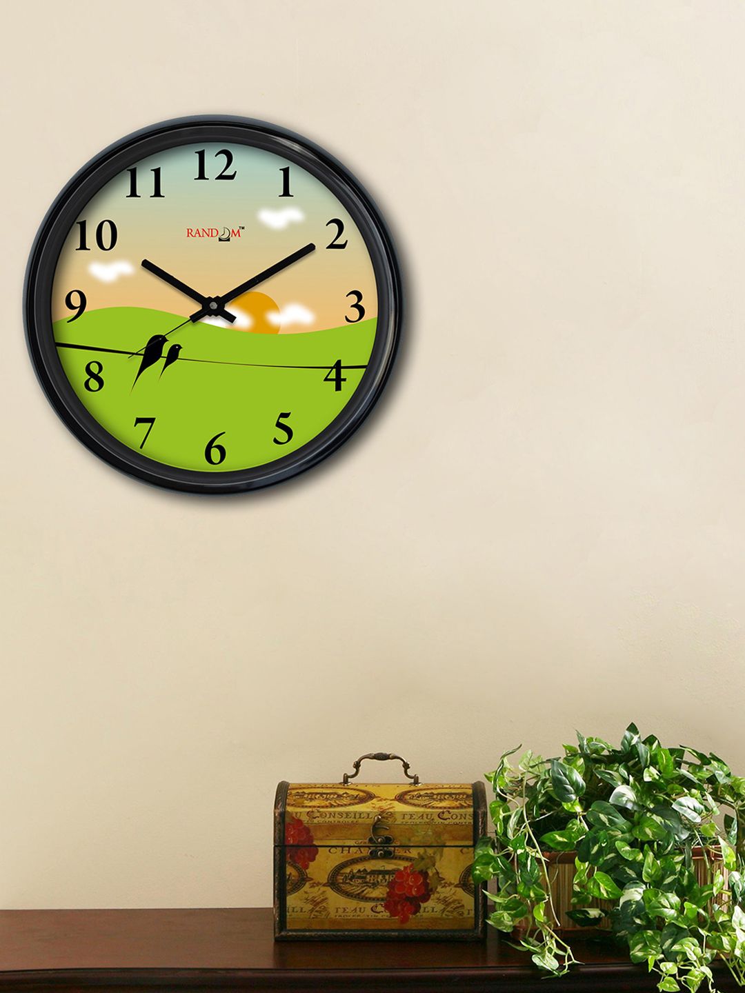 RANDOM Lime Green Round Printed 30.48 cm Analogue Wall Clock Price in India