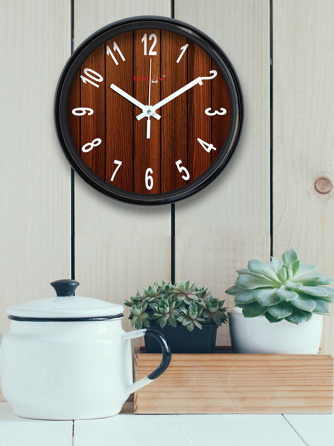 RANDOM Brown Round Textured 30.48 cm Analogue Wall Clock Price in India