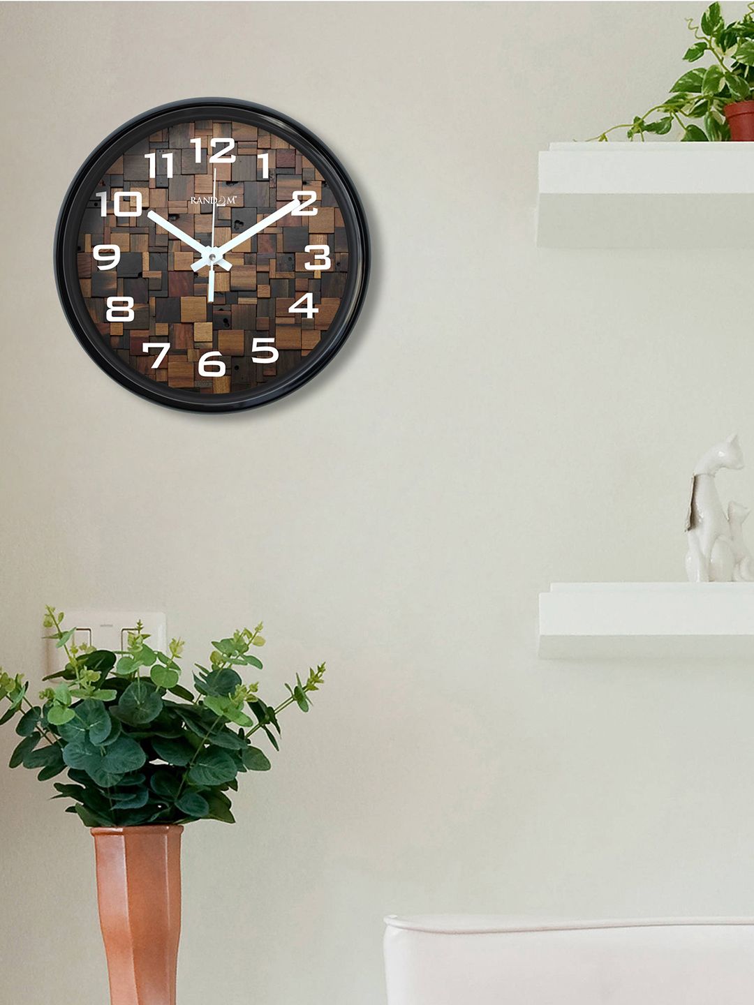 RANDOM Brown Round Printed 30.48 cm Analogue Wall Clock Price in India