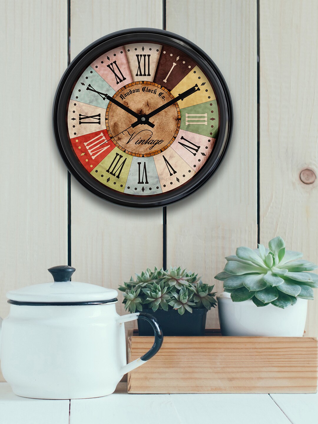 RANDOM Multicoloured Round Printed 30.48 cm Analogue Wall Clock Price in India