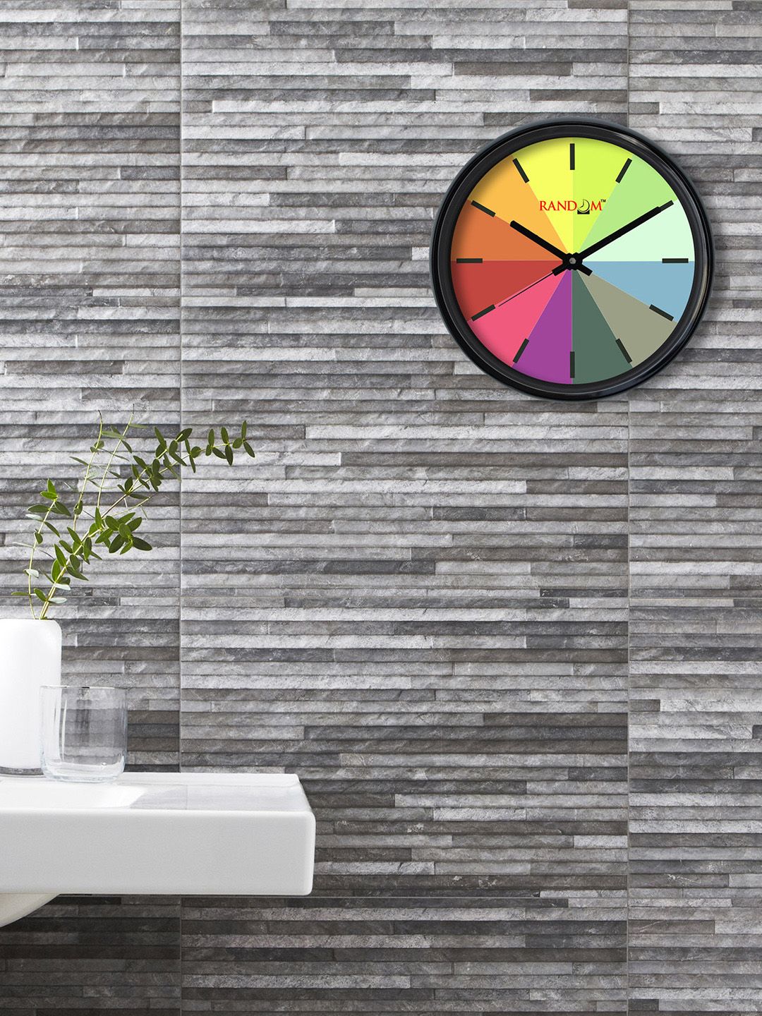 RANDOM Multicoloured Round Colourblocked 30.48 cm Analogue Wall Clock Price in India