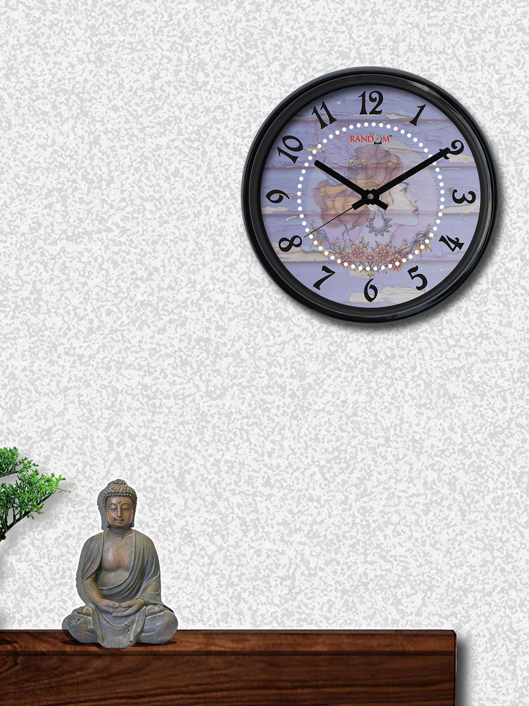 RANDOM Lavender Round Printed 30.48 cm Analogue Wall Clock Price in India