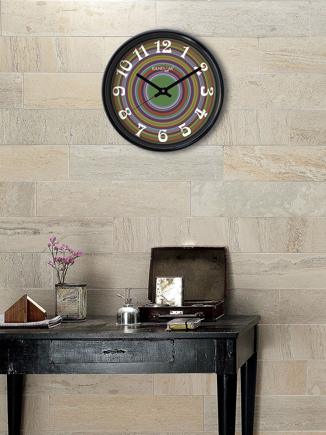 RANDOM Multicoloured Round Solid 30.48 cm Analogue Wall Clock Price in India