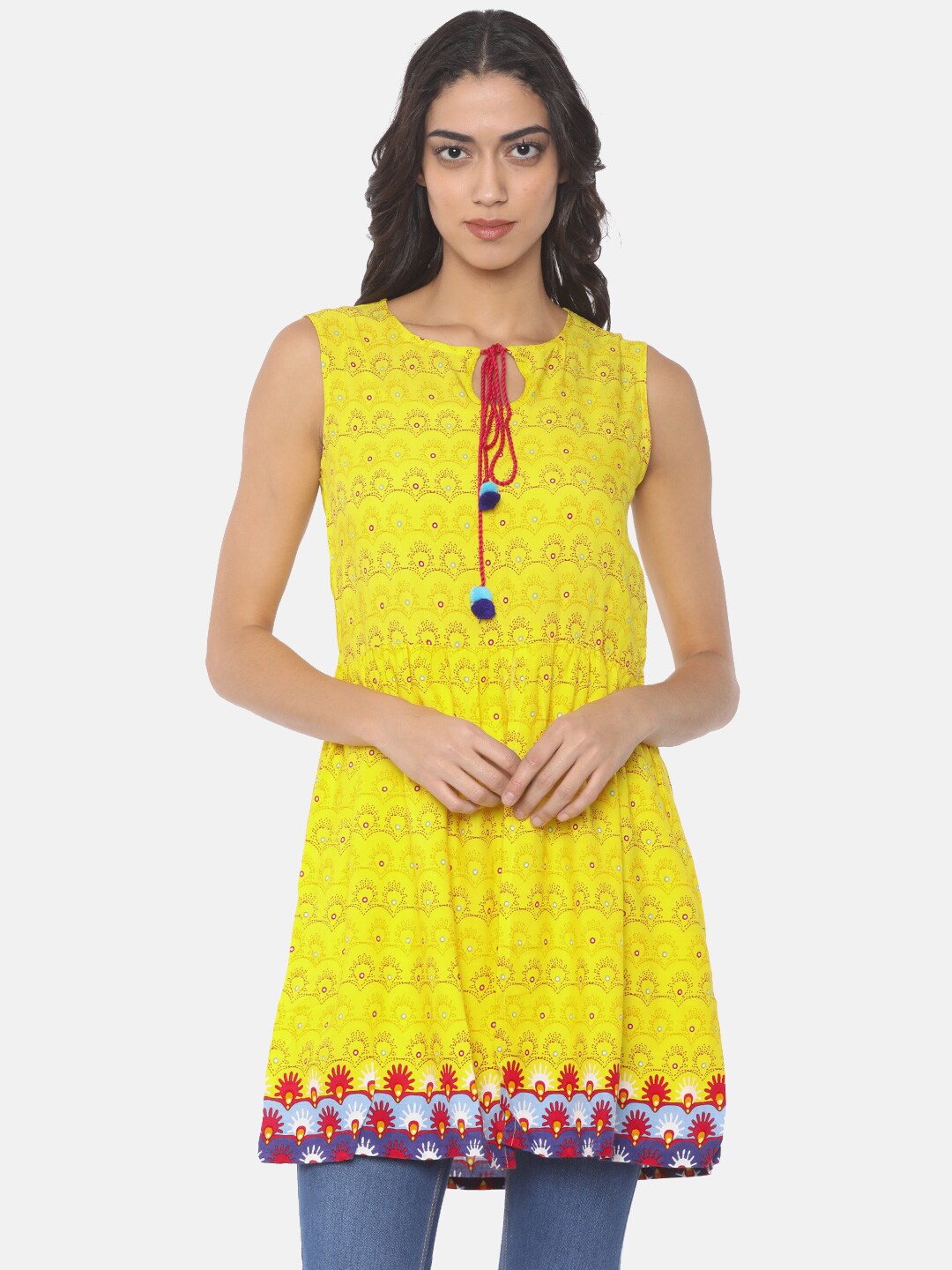 Bronz Yellow Printed Tunic Price in India