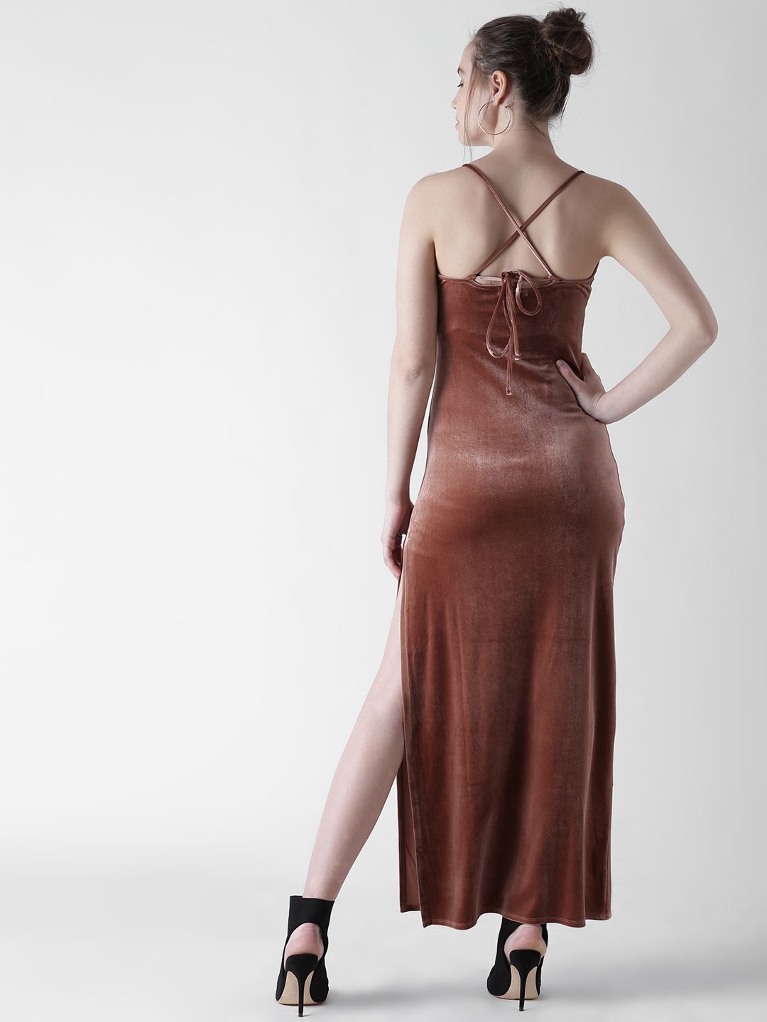 forever 21 brown satin dress Satin Lace-Panel Maxi Dress YELLOW / XL main image 0