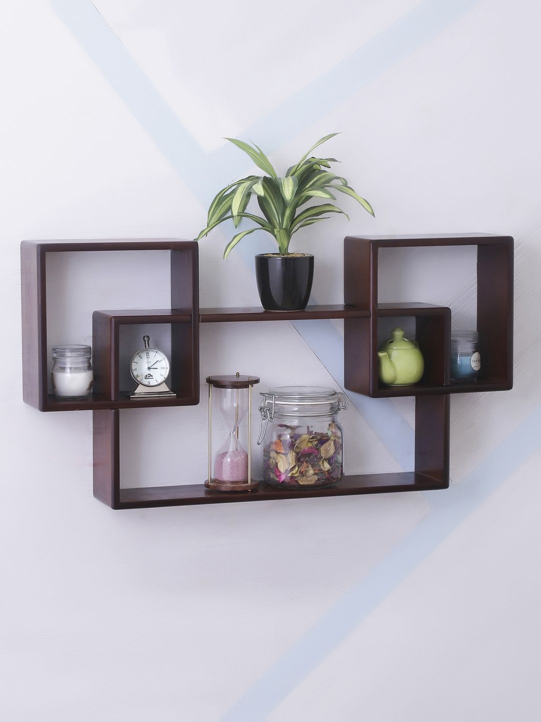 Home Sparkle Brown MDF Basic Wall Shelf Price in India