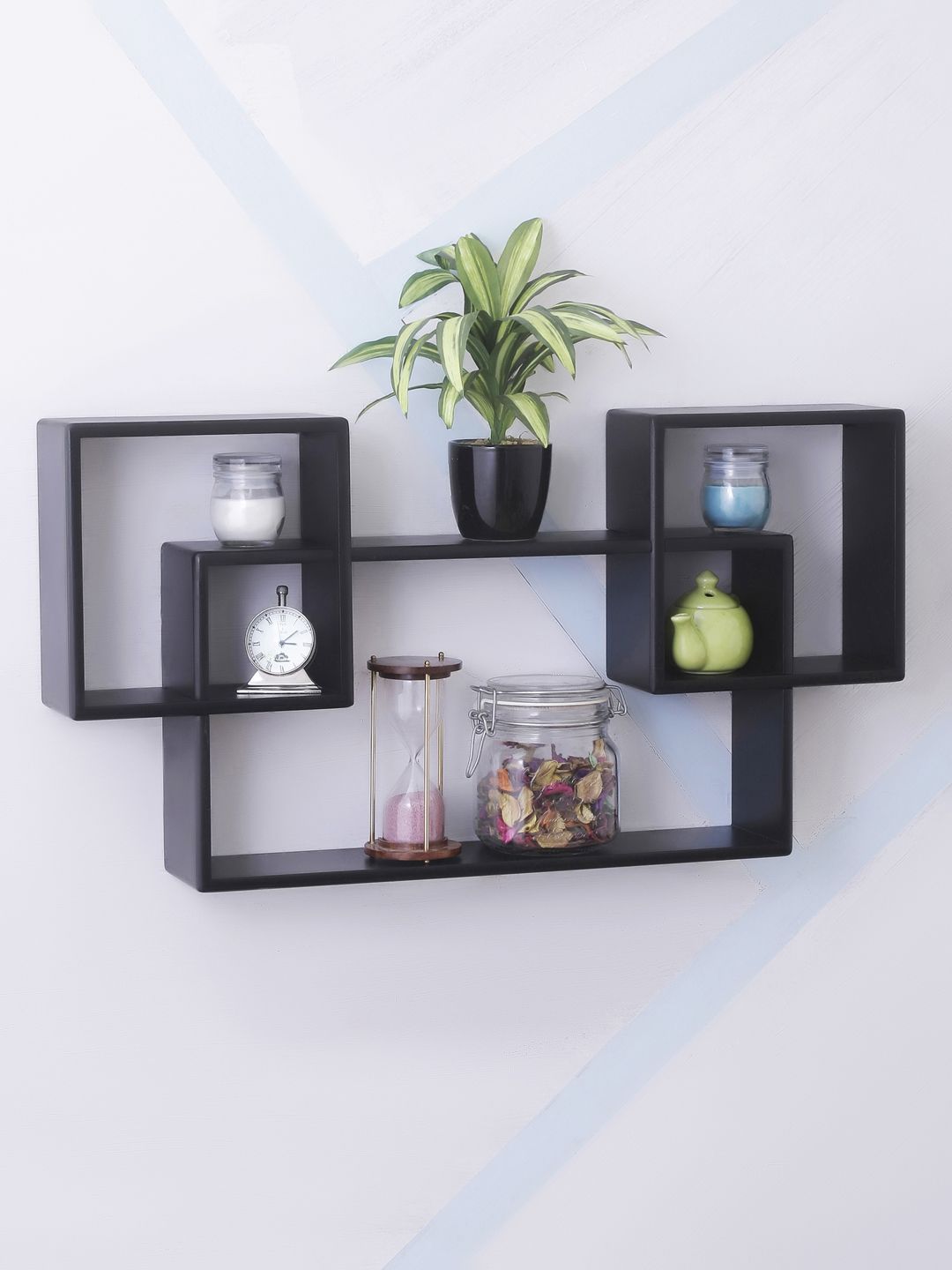 Home Sparkle Black MDF Basic Wall Shelf Price in India