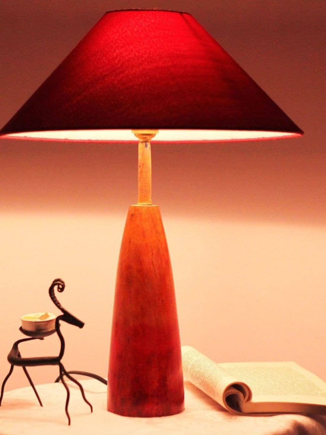 Unravel India Wooden Buffing Gradient Table Lamp With Shade Price in India