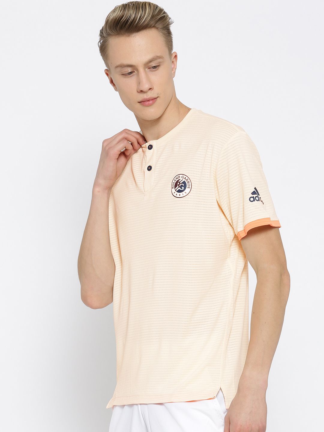 t Buy ADIDAS Men Cream-Coloured Roland Garros Climachill Self-Design