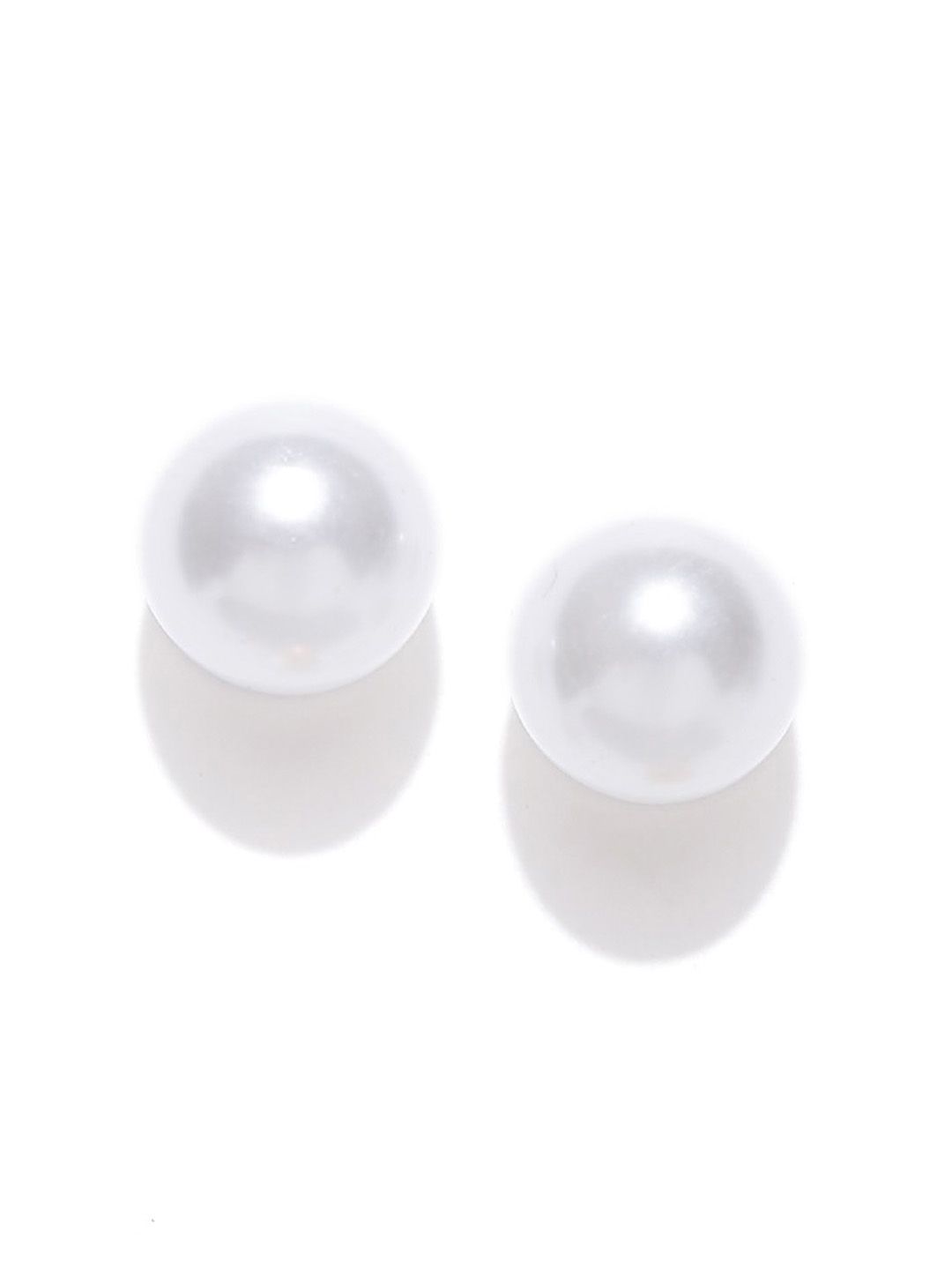 OOMPH Silver-Toned & White Spherical Studs Price in India