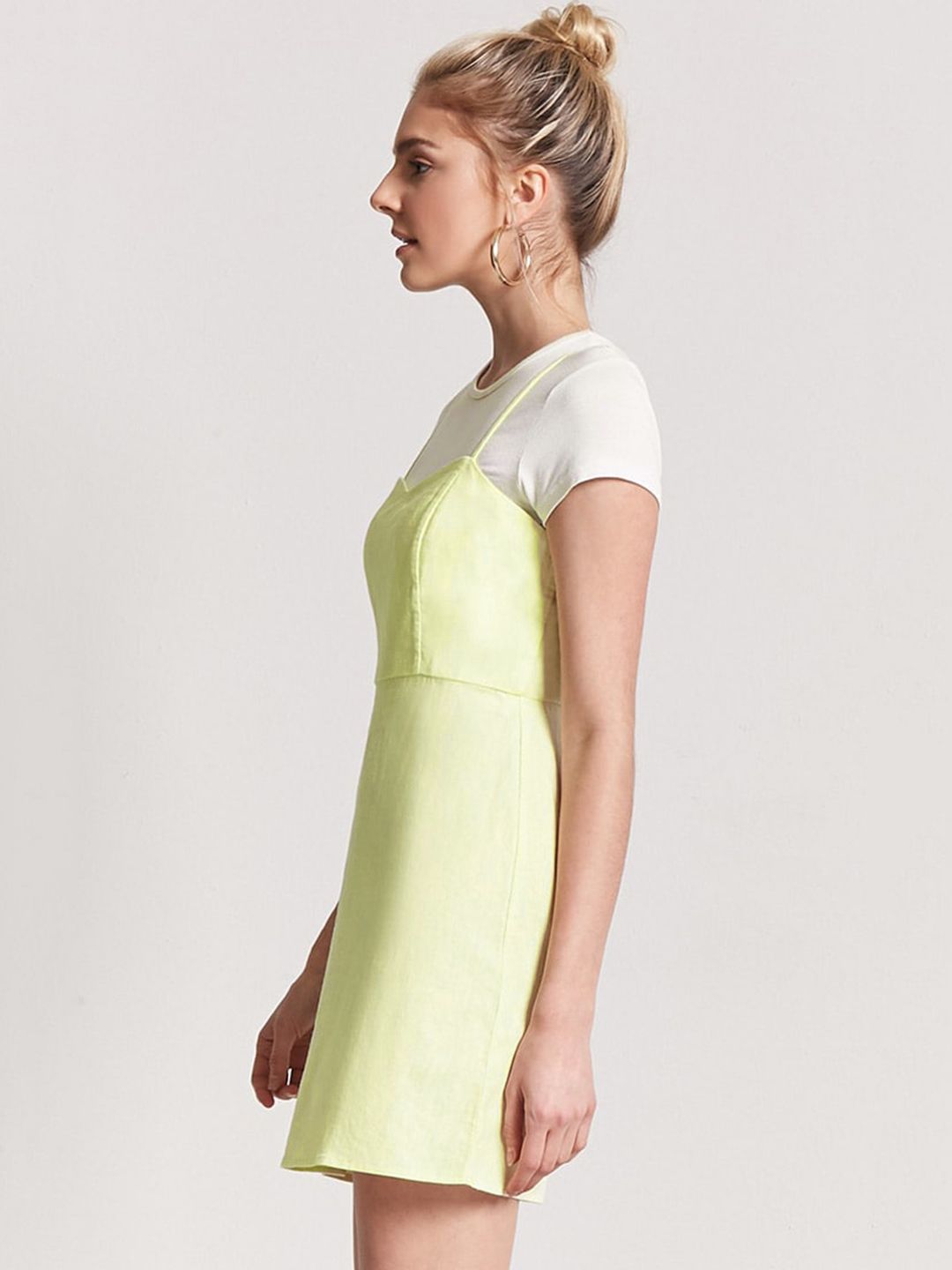 green emerald velvet dress Dundar Knitted Mini Dress in Golden Lime
